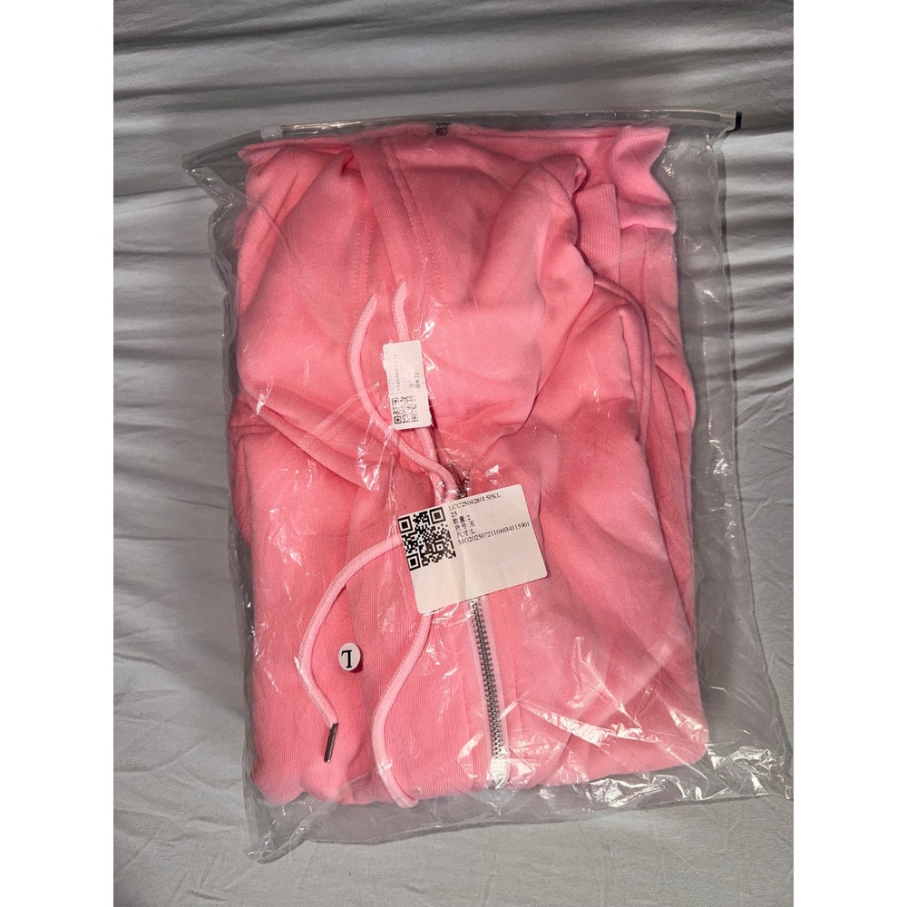 New Pink Full Zip Hoodie Sweatshirt Fleece Lined LCC250428015PKL Mens Large‎